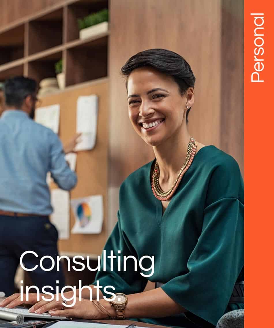 Consulting Insights publication cover featuring a smiling professional woman